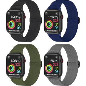 imageNylon Apple Watch Bands Unisex  iWatch 123456789SEUltra 2 Bands for 38mm40mm41mm42mm44mm45mm49mm  1468 Variety MultipackPack D Charcoal Black  Navy Blue  Camo Green  Midnight Grey