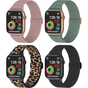 imageNylon Apple Watch Bands Unisex  iWatch 123456789SEUltra 2 Bands for 38mm40mm41mm42mm44mm45mm49mm  1468 Variety MultipackPack E Pink Sand  Pine Needle Green  Black  Leopard