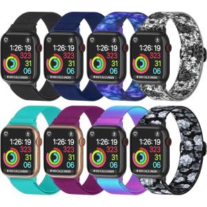 imageNylon Apple Watch Bands Unisex  iWatch 123456789SEUltra 2 Bands for 38mm40mm41mm42mm44mm45mm49mm  1468 Variety MultipackPack J Sapphire Blue  Dark Raspberry  Charcoal Black  Navy Blue  Lightning Blue  Galaxy  Rosa Floral  Chalkboard Meadow
