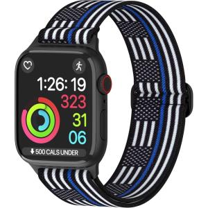imageNylon Apple Watch Bands Unisex  iWatch 123456789SEUltra 2 Bands for 38mm40mm41mm42mm44mm45mm49mm  1468 Variety MultipackPack L US Flag Blue Line