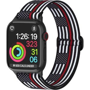 imageNylon Apple Watch Bands Unisex  iWatch 123456789SEUltra 2 Bands for 38mm40mm41mm42mm44mm45mm49mm  1468 Variety MultipackPack M US Flag Red Line