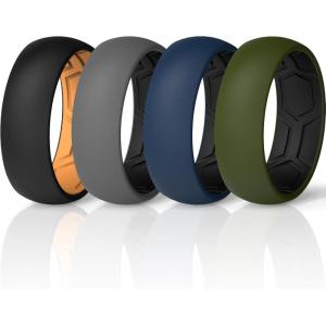 imageThunderFit Mens Air Groove 78mm Wide 18mm Thick Silicone Rings Variety Multipack 17Pack A BlackGrey A  Orange EBlack  BlackDark Blue B  BlackOlive Green