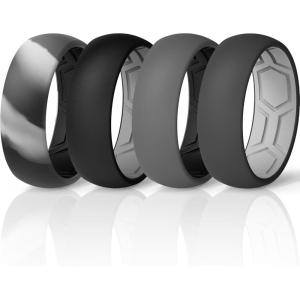 imageThunderFit Mens Air Groove 78mm Wide 18mm Thick Silicone Rings Variety Multipack 17Pack B BlackGrey Camo  Grey ABlack  BlackGrey A  Light Grey AGrey B