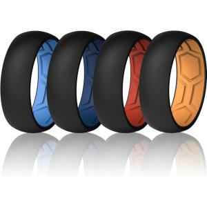imageThunderFit Mens Air Groove 78mm Wide 18mm Thick Silicone Rings Variety Multipack 17Pack E BlackOrange  BlackRed  BlackDarkBlue  BlackSkyBlue