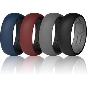 imageThunderFit Mens Air Groove 78mm Wide 18mm Thick Silicone Rings Variety Multipack 17Pack G BlueBlack  GreyBlack  Dark RedBlack  BlackDark Grey