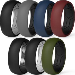 imageThunderFit Mens Air Groove 78mm Wide 18mm Thick Silicone Rings Variety Multipack 17Pack I Grey ABlack  BlackGrey A  BlackDark Blue B  BlackDark Red A  Grey CamoBlack  Light Grey ABlack  BlackOlive Green