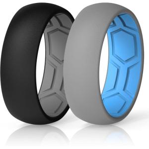imageThunderFit Mens Air Groove 78mm Wide 18mm Thick Silicone Rings Variety Multipack 17Pack J Grey ABlack  SkyBlue EGrey C