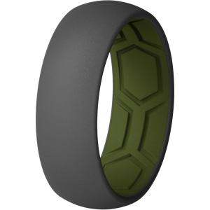 imageThunderFit Mens Air Groove 78mm Wide 18mm Thick Silicone Rings Variety Multipack 17Pack K Olive Green  Grey B
