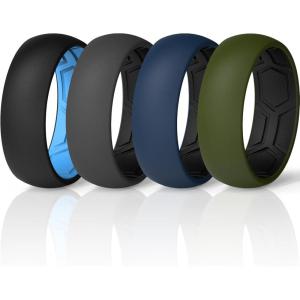 imageThunderFit Mens Air Groove 78mm Wide 18mm Thick Silicone Rings Variety Multipack 17Pack M Sky Blue EBlack  BlackGrey B  BlackDark Blue B  BlackOlive Green