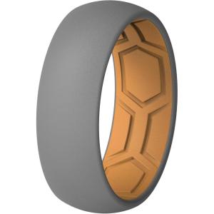 imageThunderFit Mens Air Groove 78mm Wide 18mm Thick Silicone Rings Variety Multipack 17Pack Q GreyOrange