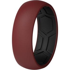 imageThunderFit Mens Air Groove 78mm Wide 18mm Thick Silicone Rings Variety Multipack 17Pack R Dark RedBlack