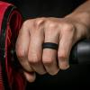 imageThunderFit Men Silicone Wedding Rings Breathable Pattern Engagement Bands 8mm Wide 22mm Thick  147 Variety MultipackPack A GreyBlack