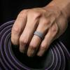 imageThunderFit Men Silicone Wedding Rings Breathable Pattern Engagement Bands 8mm Wide 22mm Thick  147 Variety MultipackPack D OrangeGrey