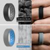 imageThunderFit Men Silicone Wedding Rings Breathable Pattern Engagement Bands 8mm Wide 22mm Thick  147 Variety MultipackPack E GreyBlack  BlackDark Blue  BlackGrey  Sky BlueGrey