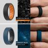 imageThunderFit Men Silicone Wedding Rings Breathable Pattern Engagement Bands 8mm Wide 22mm Thick  147 Variety MultipackPack G Dark BlueBlack  BlackOlive Green  OrangeBlack  BlackDark Blue