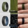 imageThunderFit Men Silicone Wedding Rings Breathable Pattern Engagement Bands 8mm Wide 22mm Thick  147 Variety MultipackPack G Dark BlueBlack  BlackOlive Green  OrangeBlack  BlackDark Blue