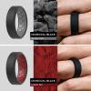 imageThunderFit Men Silicone Wedding Rings Breathable Pattern Engagement Bands 8mm Wide 22mm Thick  147 Variety MultipackPack H Dark RedBlack  BlackOlive Green  GreyBlack  BlackDark Blue