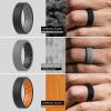 imageThunderFit Men Silicone Wedding Rings Breathable Pattern Engagement Bands 8mm Wide 22mm Thick  147 Variety MultipackPack I BlackGrey  GreyBlack  BlackDark Blue  OrangeBlack  BlackDark Red  RedBlack  Sky BlueGrey