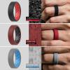 imageThunderFit Men Silicone Wedding Rings Breathable Pattern Engagement Bands 8mm Wide 22mm Thick  147 Variety MultipackPack I BlackGrey  GreyBlack  BlackDark Blue  OrangeBlack  BlackDark Red  RedBlack  Sky BlueGrey