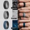 imageThunderFit Men Silicone Wedding Rings Breathable Pattern Engagement Bands 8mm Wide 22mm Thick  147 Variety MultipackPack I BlackGrey  GreyBlack  BlackDark Blue  OrangeBlack  BlackDark Red  RedBlack  Sky BlueGrey