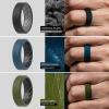 imageThunderFit Men Silicone Wedding Rings Breathable Pattern Engagement Bands 8mm Wide 22mm Thick  147 Variety MultipackPack J Sky BlueBlack  GreyBlack  BlackDark Blue  OrangeBlack  BlackOlive Green  Dark BlueBlack  Sky BlueGrey