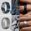 imageThunderFit Silicone Rings for Men Breathable Patterned Design Rubber Wedding Engagement Bands 87mm Wide 22mm Thick  147 Variety MultipackPack B Charcoal Black  Brass Grey  Blue Camo  Grey Silver