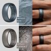 imageThunderFit Silicone Rings for Men Breathable Patterned Design Rubber Wedding Engagement Bands 87mm Wide 22mm Thick  147 Variety MultipackPack C Charcoal Black  Dark Silver  Metallic Blue  Metallic Platinum