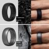 imageThunderFit Silicone Rings for Men Breathable Patterned Design Rubber Wedding Engagement Bands 87mm Wide 22mm Thick  147 Variety MultipackPack C Charcoal Black  Dark Silver  Metallic Blue  Metallic Platinum