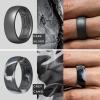 imageThunderFit Silicone Rings for Men Breathable Patterned Design Rubber Wedding Engagement Bands 87mm Wide 22mm Thick  147 Variety MultipackPack D Charcoal Black  Iron Grey  Dark Silver  Grey Camo