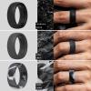 imageThunderFit Silicone Rings for Men Breathable Patterned Design Rubber Wedding Engagement Bands 87mm Wide 22mm Thick  147 Variety MultipackPack E Charcoal Black  Iron Grey  Lead Grey  Grey Camo  Metallic Bronze  Dark Silver  Grey Silver