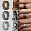 imageThunderFit Silicone Rings for Men Breathable Patterned Design Rubber Wedding Engagement Bands 87mm Wide 22mm Thick  147 Variety MultipackPack E Charcoal Black  Iron Grey  Lead Grey  Grey Camo  Metallic Bronze  Dark Silver  Grey Silver