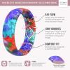 imageThunderFit Silicone Wedding Bands for Women Breathable Printed Design 55mm Wide 18mm ThickFloral Design