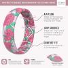 imageThunderFit Silicone Wedding Bands for Women Breathable Printed Design 55mm Wide 18mm ThickFloral Pink Pattern
