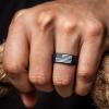 imageThunderFit Silicone Wedding Rings for Men 2 Layers Top Design Bands 85mm Wide 25mm Thick  14812 Variety MultipackPack C Grey CBlack With Flag  BlackBlack With Flag  Grey AGrey A  BlackBlack