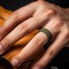 imageThunderFit Silicone Wedding Rings for Men 2 Layers Top Design Bands 85mm Wide 25mm Thick  14812 Variety MultipackPack E Grey CVery Dark Grey A  BlackDark Blue B  BlackDark Red B  BlackOlive Green