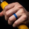 imageThunderFit Unisex Silicone Wedding Rings Rubber Engagement Bands 6mm Wide 165mm Thick  1234567 Variety MultipackPack ZB White  Light Grey  Black  Blue  Dark Red