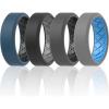imageThunderFit Men Silicone Wedding Rings Breathable Pattern Engagement Bands 8mm Wide 22mm Thick  147 Variety MultipackPack E GreyBlack  BlackDark Blue  BlackGrey  Sky BlueGrey