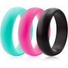 imageThunderFit Silicone Rings Wedding Bands for Women 56mm Wide 2mm Thick  34 Variety MultipackPack A Teal  Pink  Black