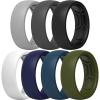 imageThunderFit Silicone Rings for Men Breathable Patterned Design Rubber Wedding Engagement Bands 87mm Wide 22mm Thick  147 Variety MultipackPack J Charcoal Black  Iron Grey  Smokey Grey  Navy Blue  Midnight Blue  Olive Green  Pure White