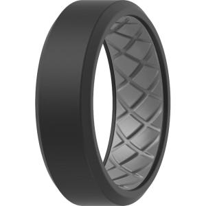 imageThunderFit Men Silicone Wedding Rings Breathable Pattern Engagement Bands 8mm Wide 22mm Thick  147 Variety MultipackPack A GreyBlack
