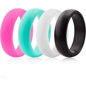 imageThunderFit Silicone Rings Wedding Bands for Women 56mm Wide 2mm Thick  34 Variety MultipackPack B Teal  Pink  Black  White