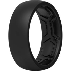 imageThunderFit Silicone Rings for Men Breathable Patterned Design Rubber Wedding Engagement Bands 87mm Wide 22mm Thick  147 Variety MultipackPack A Charcoal Black