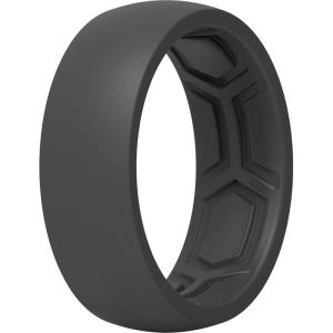 imageThunderFit Silicone Rings for Men Breathable Patterned Design Rubber Wedding Engagement Bands 87mm Wide 22mm Thick  147 Variety MultipackPack K Dark Grey
