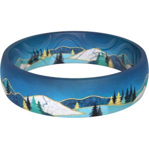 imageThunderFit Silicone Wedding Bands for Women Breathable Printed Design 55mm Wide 18mm ThickAAA  Blue Mountain