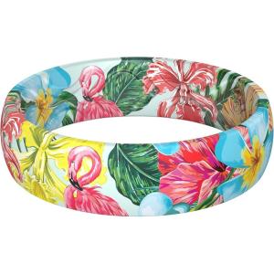imageThunderFit Silicone Wedding Bands for Women Breathable Printed Design 55mm Wide 18mm ThickFlamingo