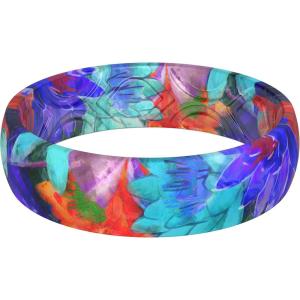 imageThunderFit Silicone Wedding Bands for Women Breathable Printed Design 55mm Wide 18mm ThickFloral Design