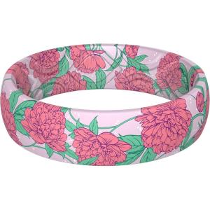 imageThunderFit Silicone Wedding Bands for Women Breathable Printed Design 55mm Wide 18mm ThickFloral Pink Pattern