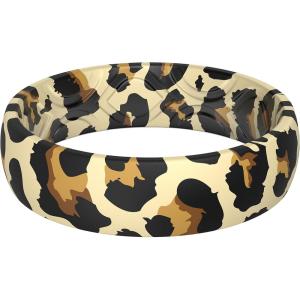 imageThunderFit Silicone Wedding Bands for Women Breathable Printed Design 55mm Wide 18mm ThickLeopard