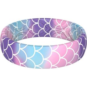 imageThunderFit Silicone Wedding Bands for Women Breathable Printed Design 55mm Wide 18mm ThickMermaid 2