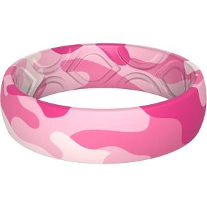 imageThunderFit Silicone Wedding Bands for Women Breathable Printed Design 55mm Wide 18mm ThickPink Camo